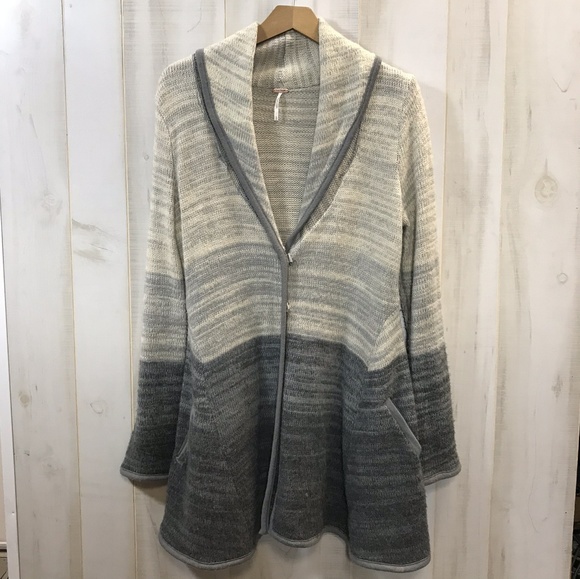 FP free people gray ombre oversize cardi sweater - Picture 2 of 4